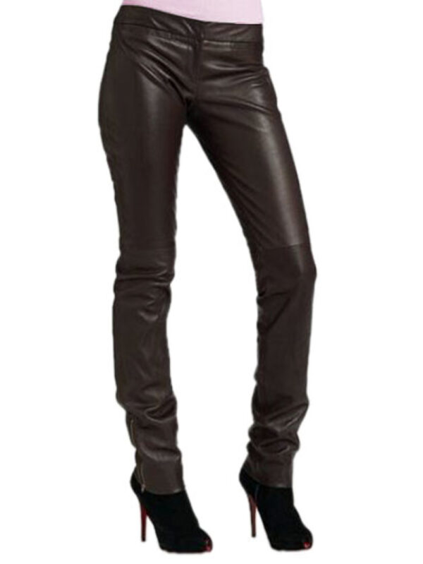 Celebrity Grace Slim Leather Pants Front