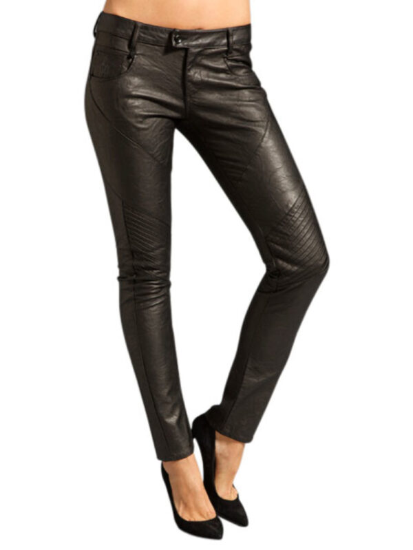 Fashionable Skinny Leather Pants Front