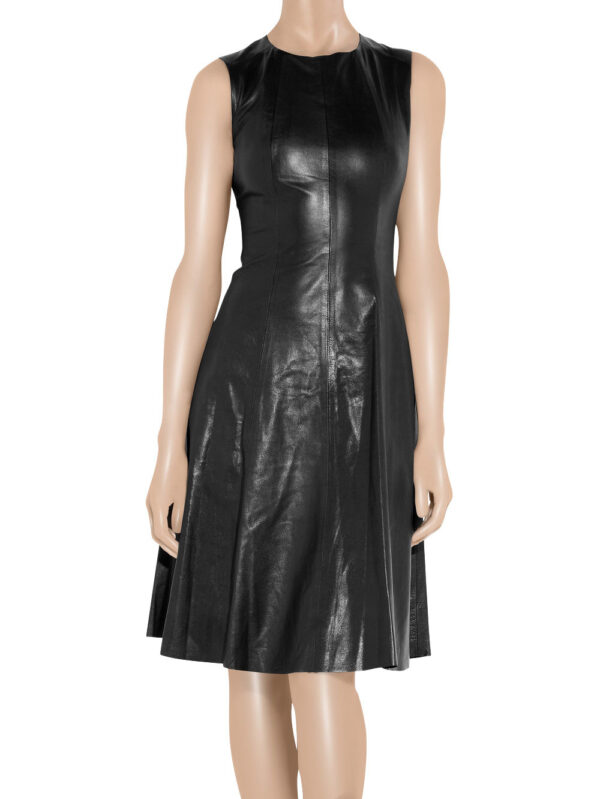 Flared A-Line Leather Dress Front