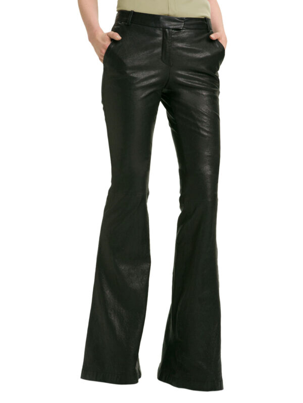 Flared Bottom Leather Pants Front