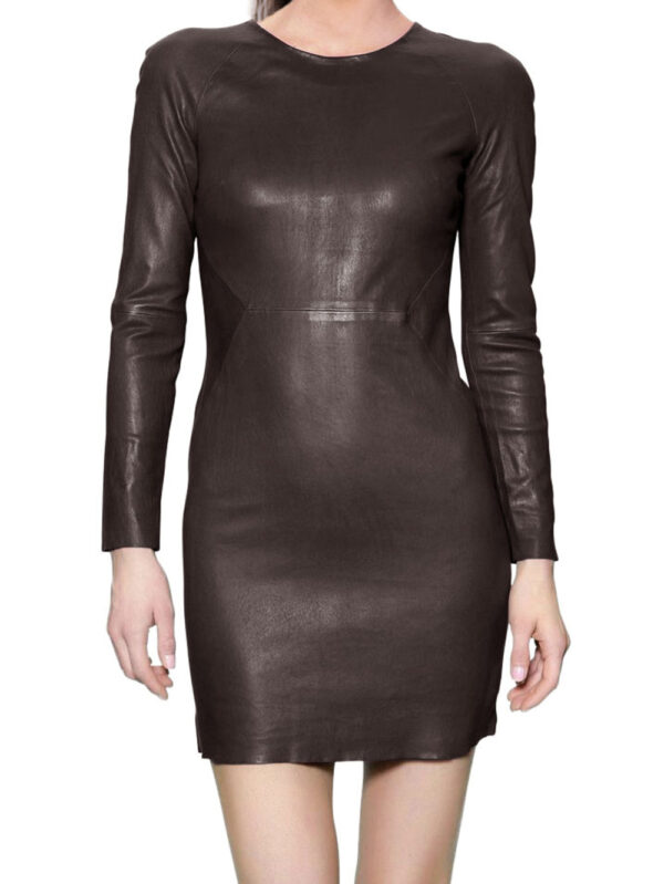 Full-Sleeve Smoking Leather Dress Front