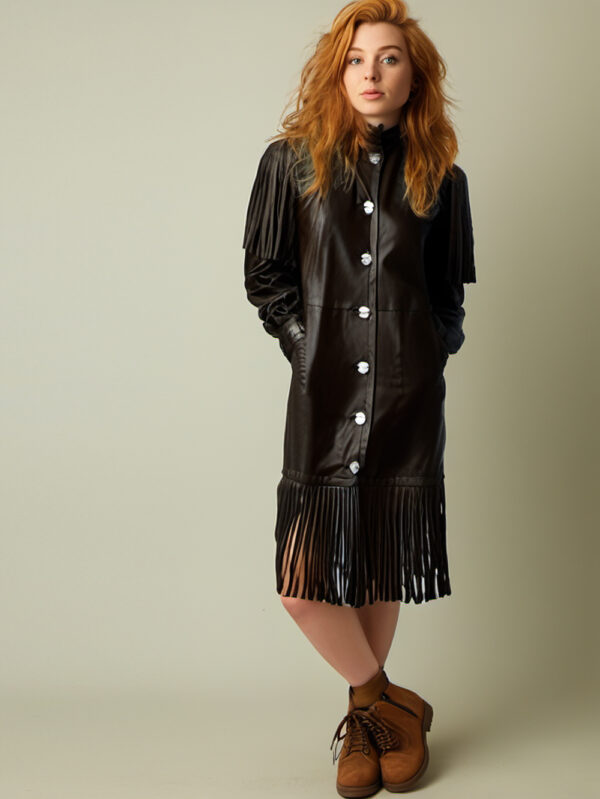 Halloween Fringe Leather Coat