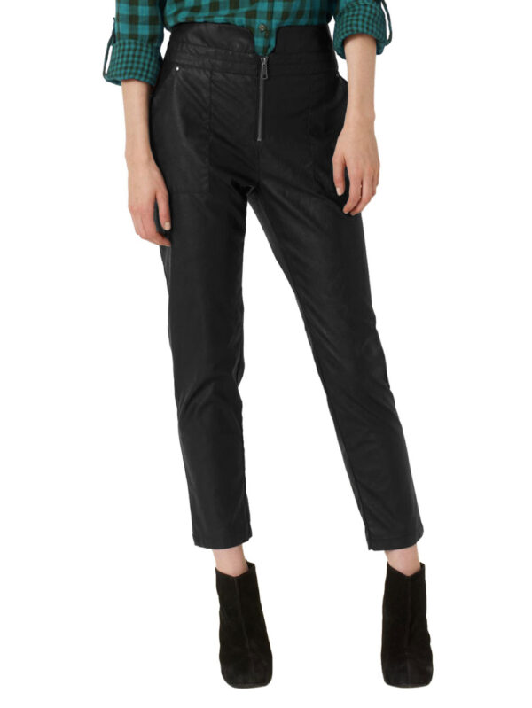 Smart High-Waist Leather Pants Front