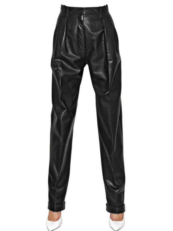 High-Waist Leather Trousers Front