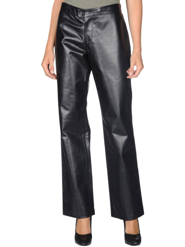 High-Waist Slim Leather Pants Front