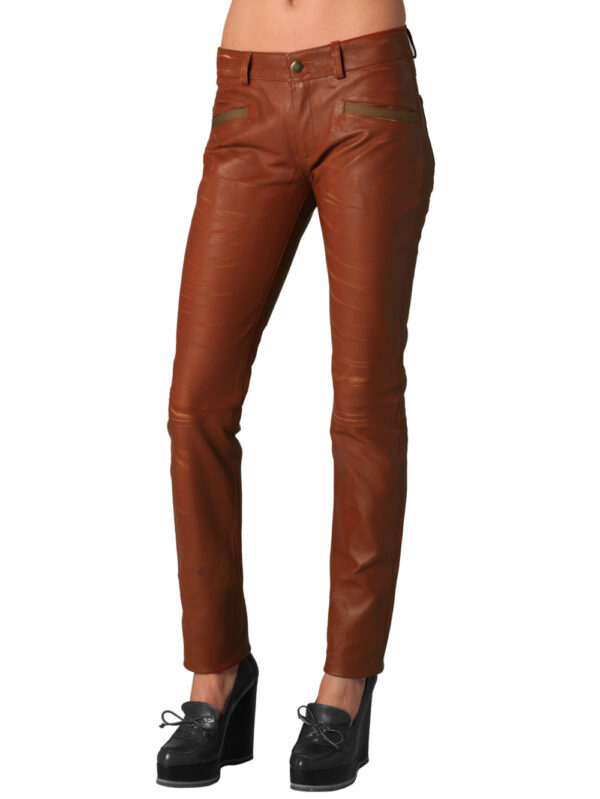 Hip Ankle-Length Leather Pants Front