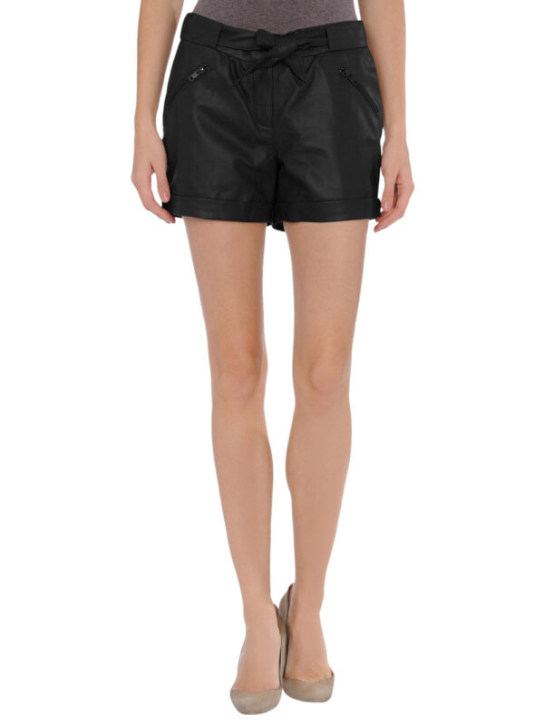 Hook And Bar Stylish Leather Shorts Front