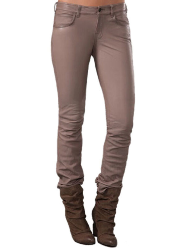 Low-Rise Skinny Leather Pants Front