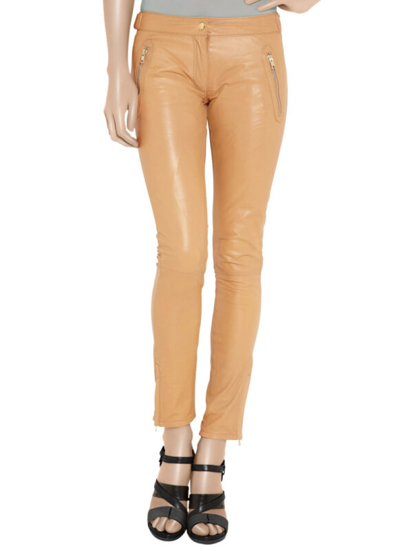 Mid-Rise Robust Leather Pants Front