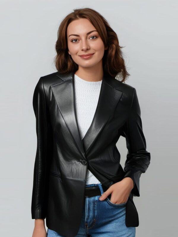 Midnight Grace Peplum Leather Blazer