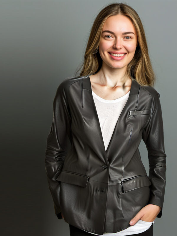 Minimalist Collarless Leather Blazer