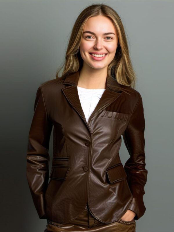 Mocha Glow Leather Blazer