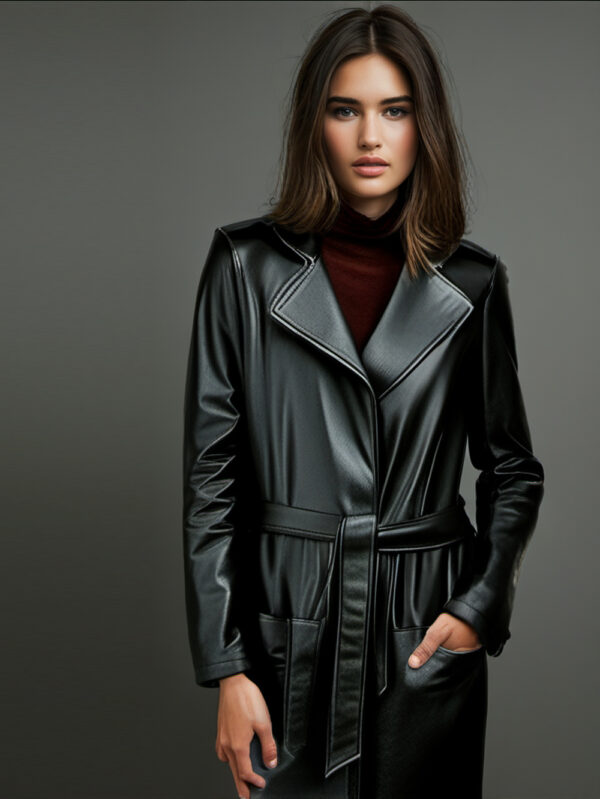 Modish Belted Leather Coat