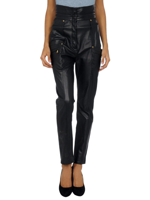 Multi-Pocket Leather Pants Front