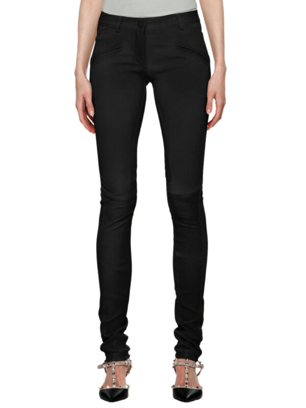 Patchy Trendy Leather Pants Front