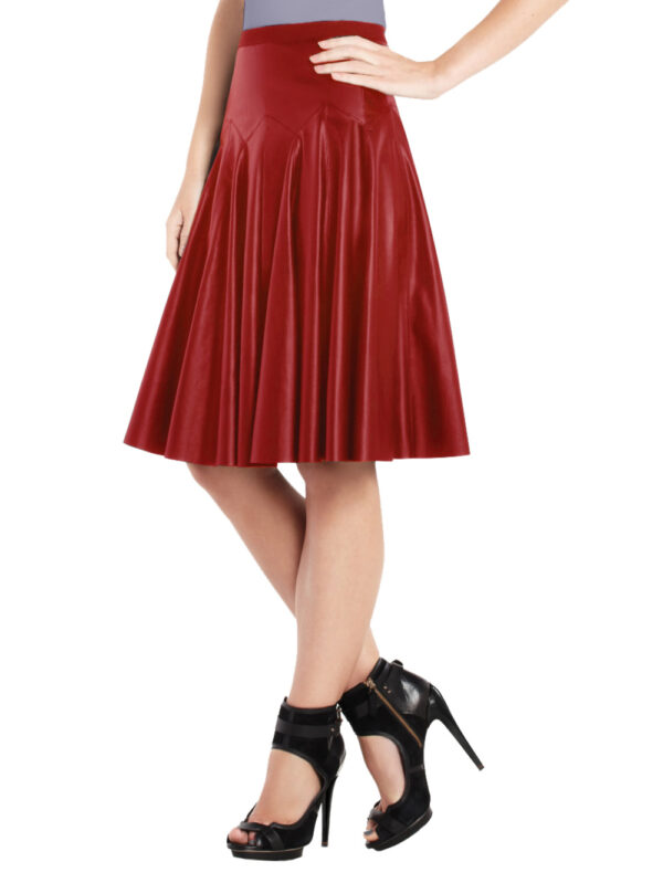 Playful Pleated Frisky Leather Skirt Front