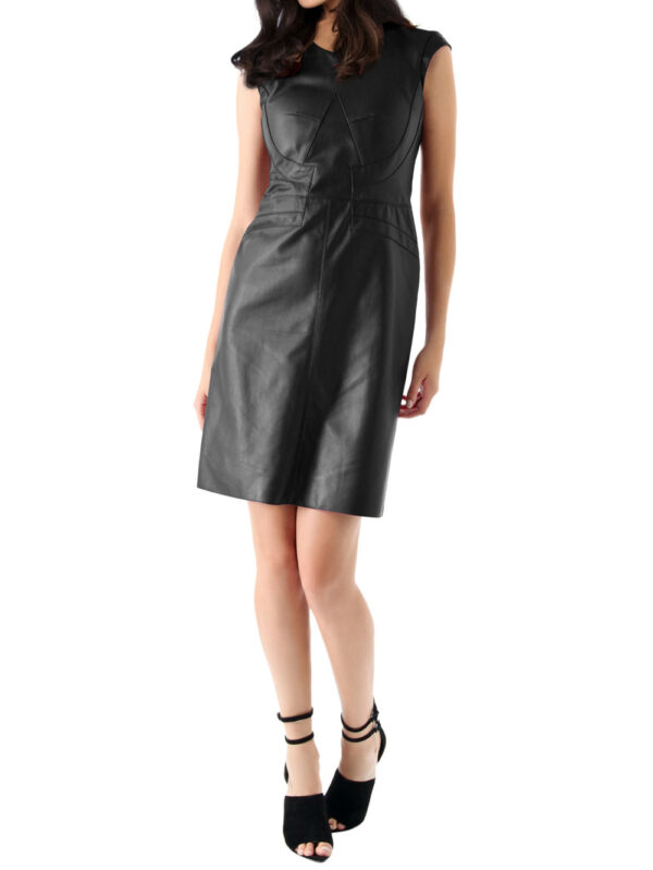 Playful Sober Leather Dress Front