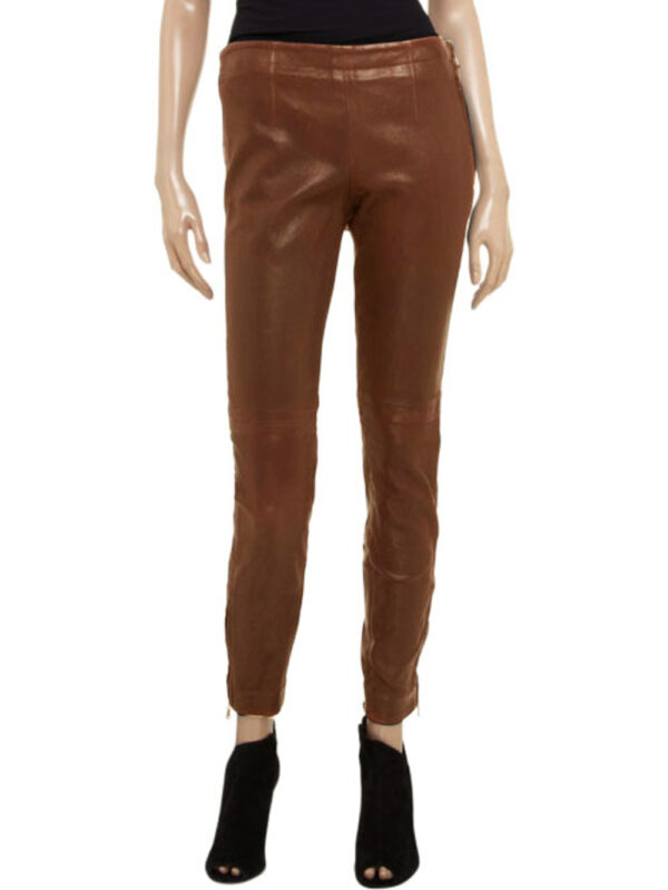 Pull-Up Smooth Leather Pants Front