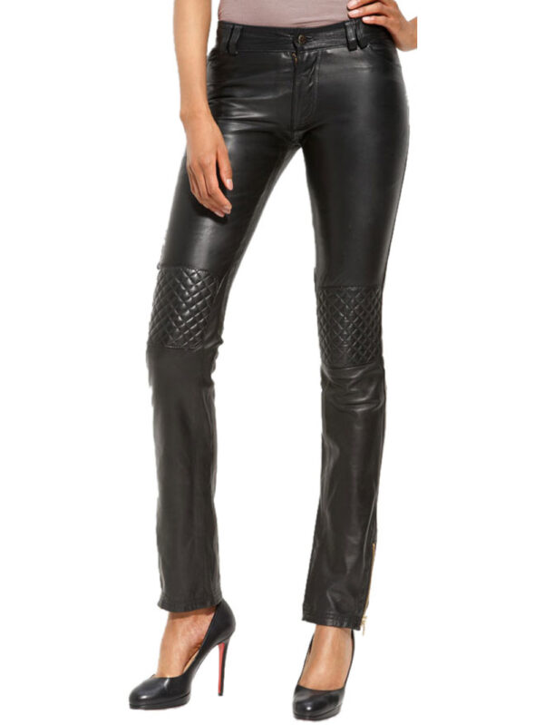 Quilted Panel Glam Leather Pants Front