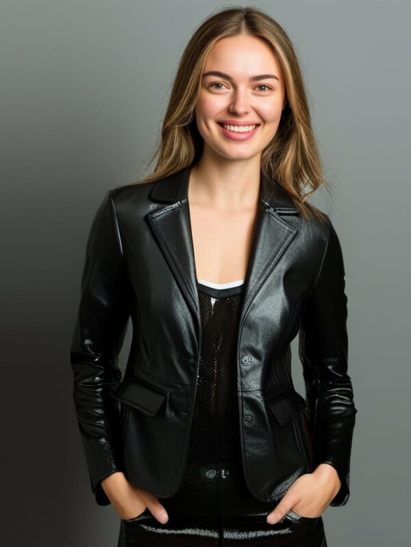 Refined Zipper Leather Blazer