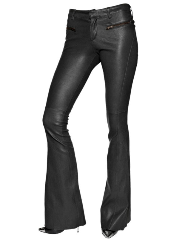 Retro Bootcut Leather Pants Front