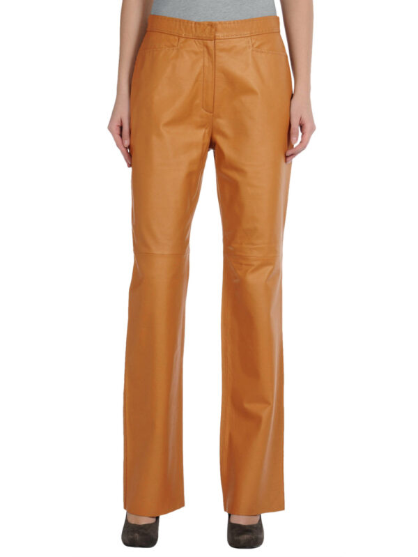 Round-Ankle Formal Leather Pants Front