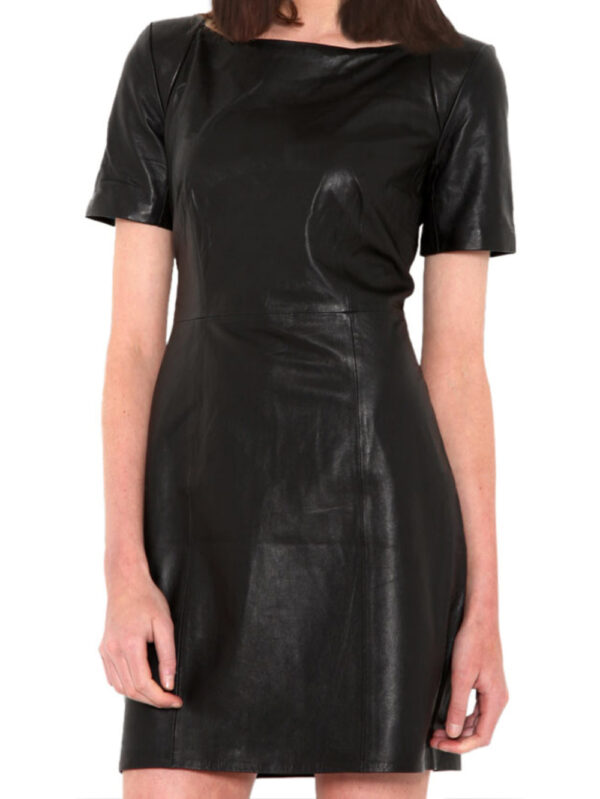 Satin-Lined Women’s Leather Dress Front