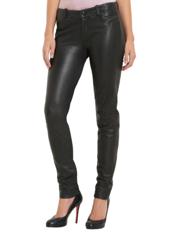 Saucy Slim-Fit Leather Pants Front