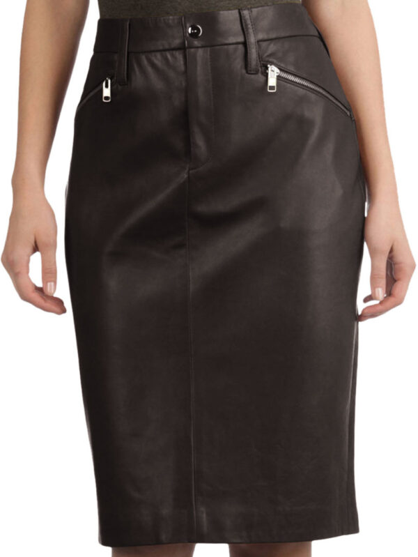 Sleek Elegance Leather Skirt Front