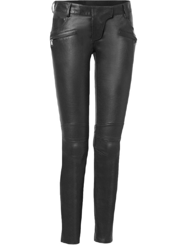 Slim-Fit Designer Leather Pants Front