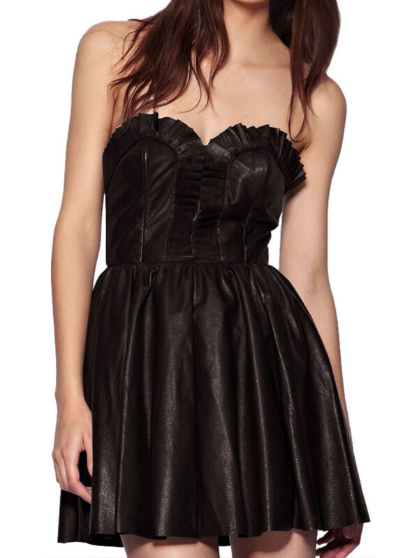 Strapless Vivacious Leather Dress Front