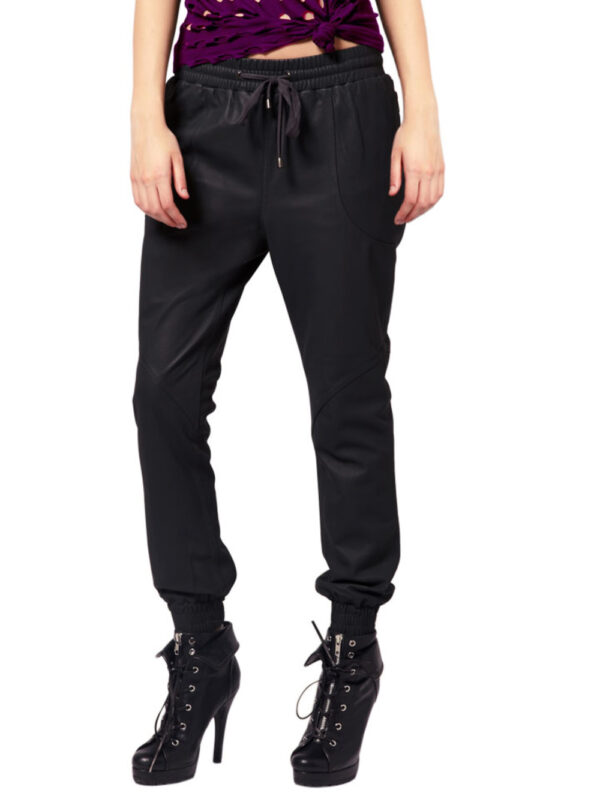 Stretch Jogger Leather Trousers Front