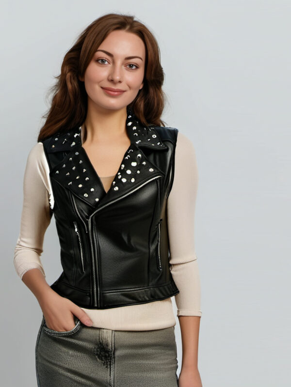 Studded Elegance Leather Vest