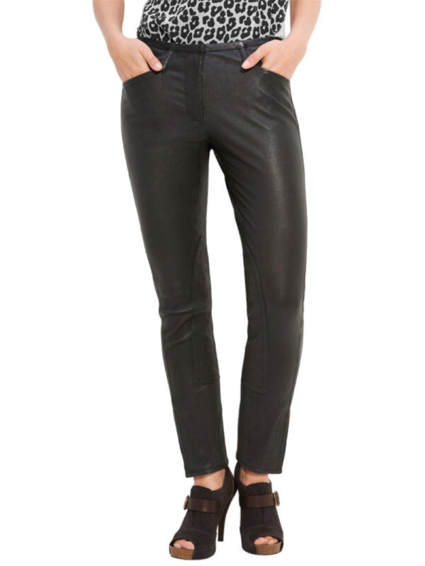 Stunning Slim-Fit Leather Pants Front