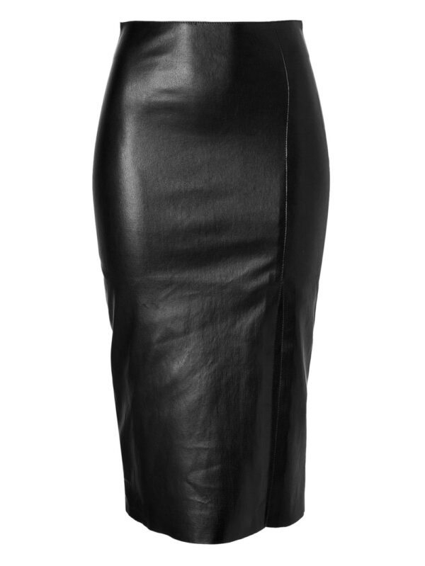 Stylish Figure-Hugging Leather Skirt Front