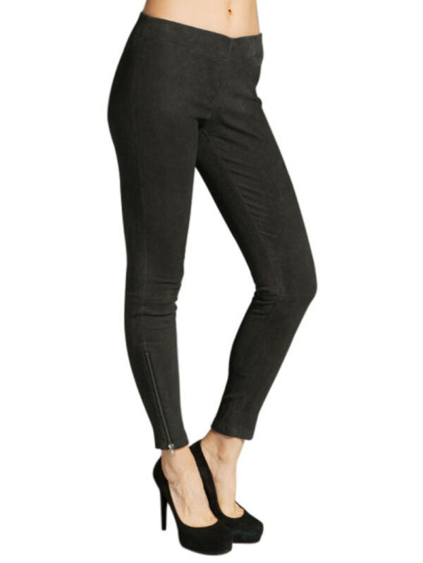 Suede Upright Leather Pants Front