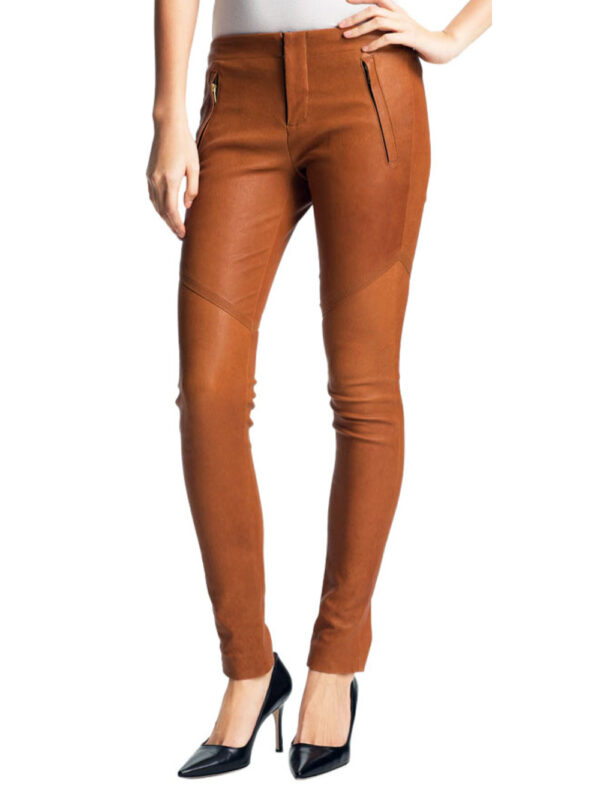 Super Slim Cozy Leather Pants Front