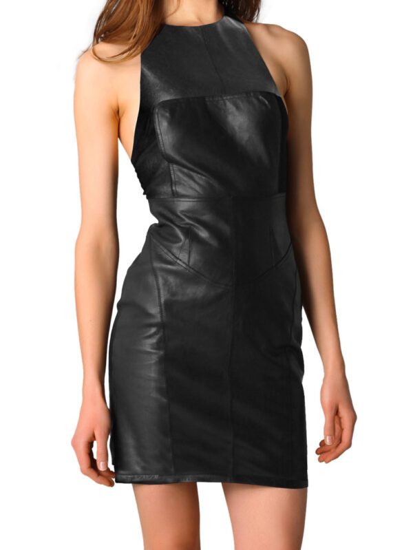 T-Neck Racer Leather Dress Front