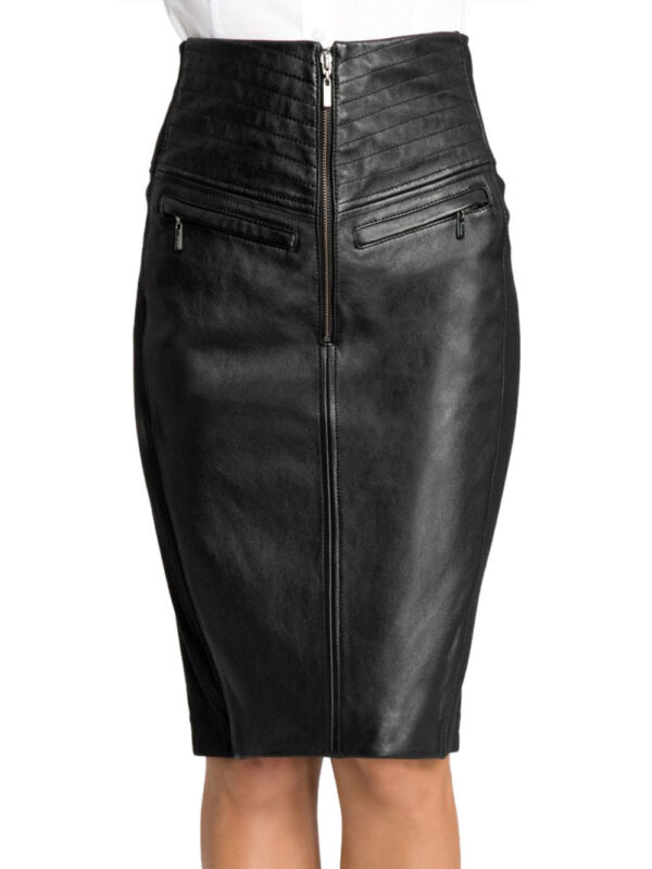 Tailored Fit Leather Pencil Skirt Front