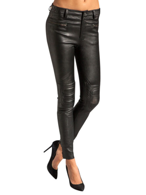 Techno-Chic Leather Pants Front