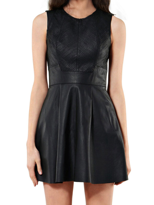 Timeless Round-Neck Leather Dress Front