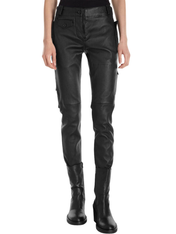 Utility Lambskin Leather Pants Front