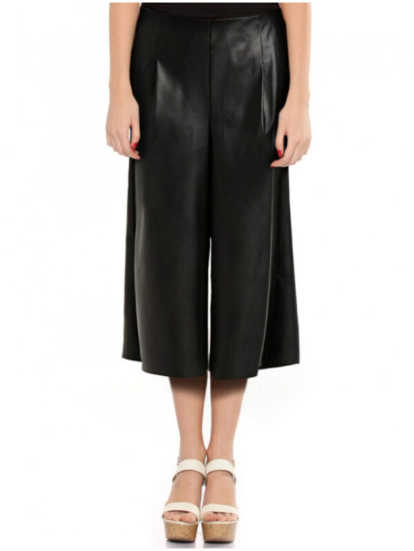 Wide-Leg Black Culottes Front