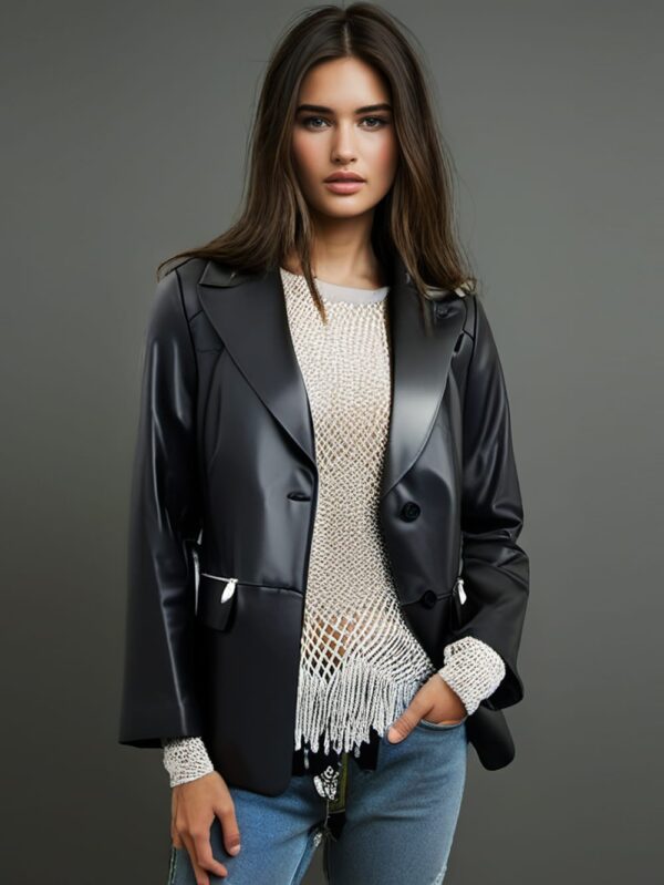 Zip Chic Leather Blazer Jacket