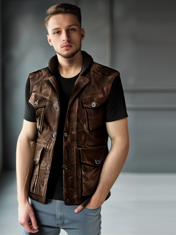 Brown Suede Motorcycle Vest