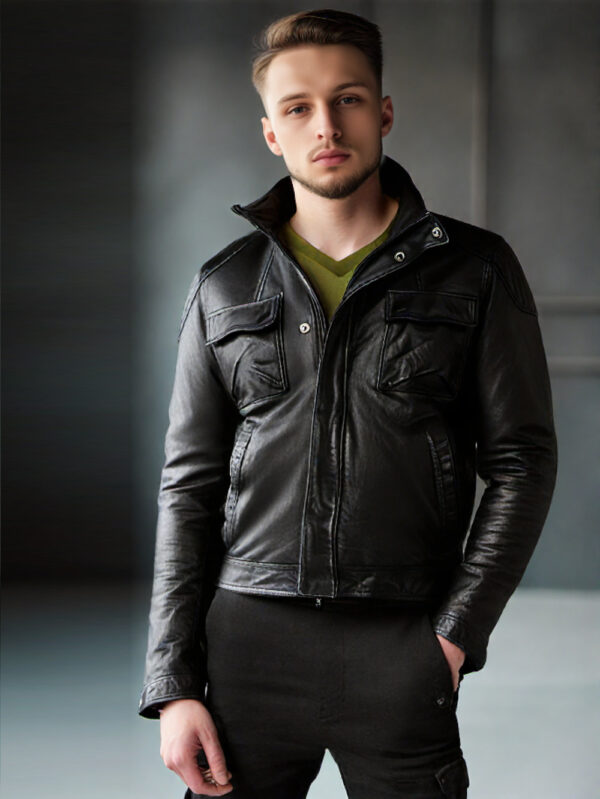 Classic Moto Style Leather Jacket