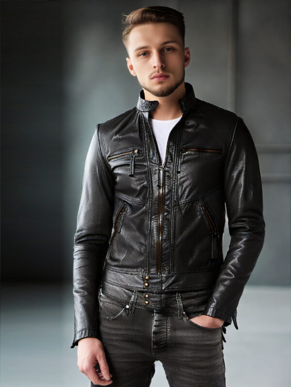 Classic Suave Leather Biker Jacket