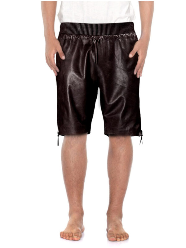 Cognac Zip Side Shorts Front