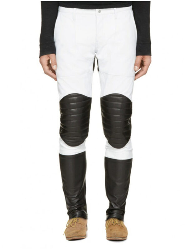 Color Block Quilted Leather Pants Front