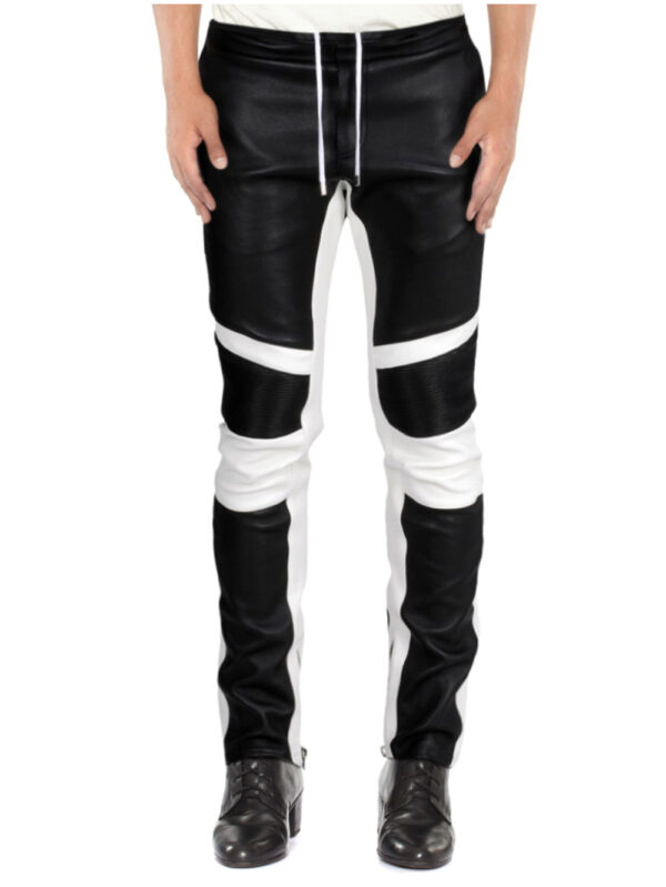 Contrast Panel Lambskin Trousers Front